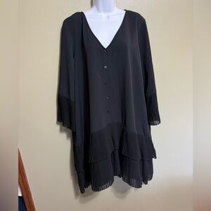 Eloquii Black Pleated Dress, Size 16‎